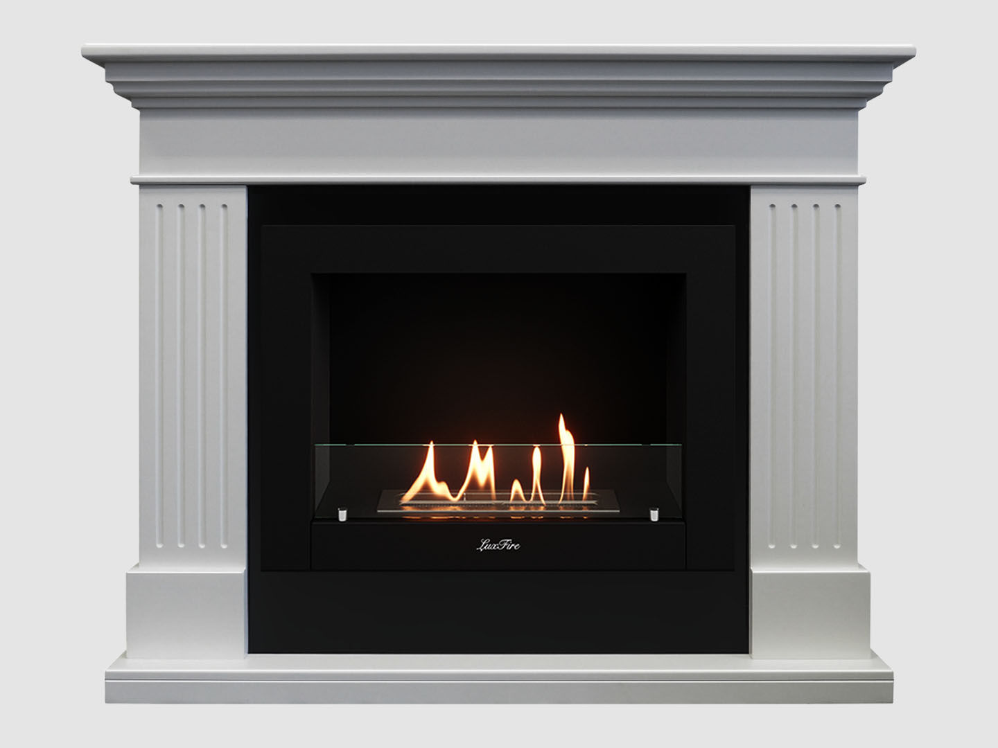 Каминный портал МДФ "Турин 1280" с биокамином Lux Fire "Фаер Бокс 2-30" (белый) по цене 74 100 руб.