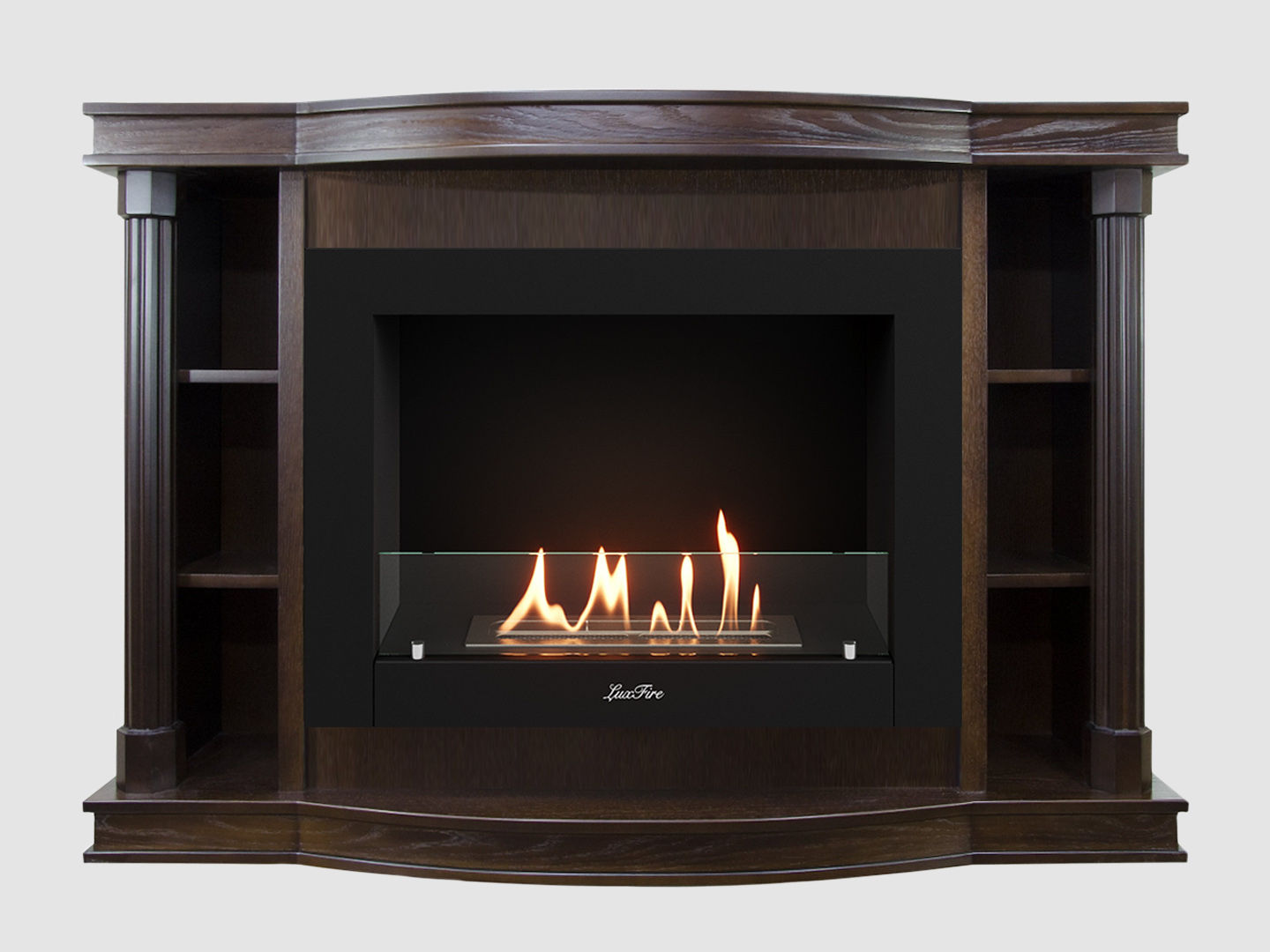 Каминный портал МДФ "Андерсен 1400" с биокамином Lux Fire "Фаер Бокс 2 - 33" (темный орех) по цене 86 100 руб.