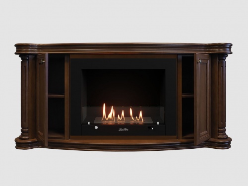 Каминный портал МДФ "Бетховен 1500" с биокамином Lux Fire "Фаер Бокс 3 - 30" (темный орех)