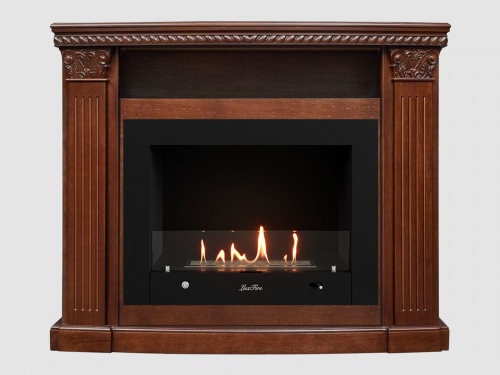 Каминный портал МДФ "Людовик 1300" с биокамином Lux Fire "Фаер Бокс 4- 33" (темный орех)