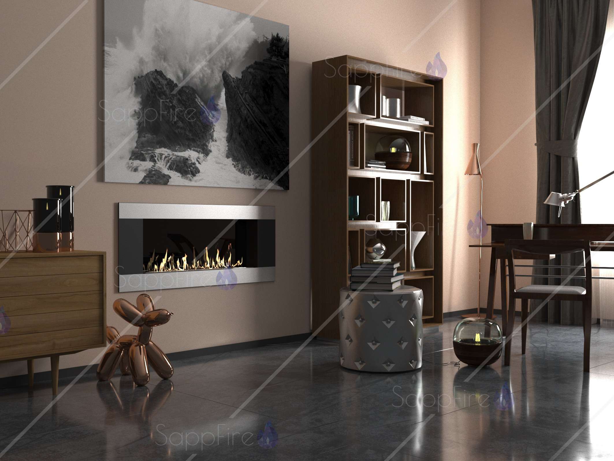 Биокамин Mercury Horizontal 1800 SappFire по цене 66 900 руб.