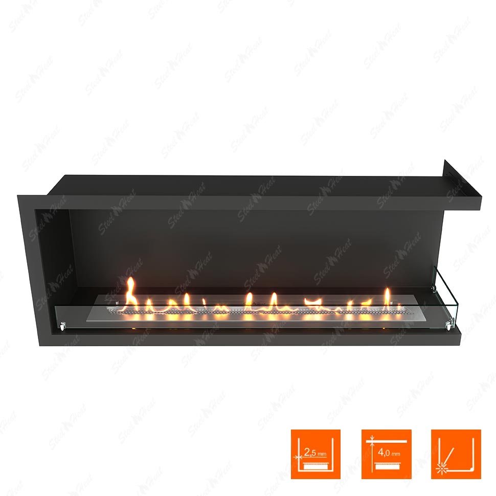 Биокамин угловой SteelHeat Leader 1200 правый стекло по цене 45 093 руб.