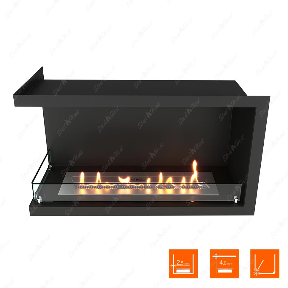 Биокамин угловой SteelHeat Leader 800 левый стекло по цене 32 752 руб.