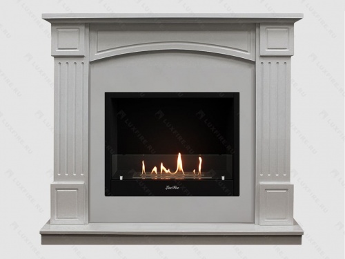 Каминный портал МДФ "Честер 1160" с биокамином Lux Fire "Фаер Бокс 1-30" (белый)