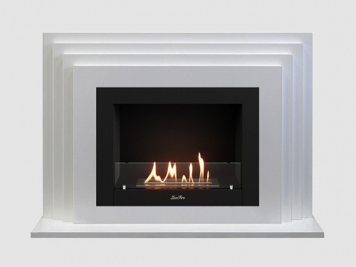 Каминный портал МДФ "Амстердам 1230" с биокамином Lux Fire "Фаер Бокс 2-30" (белый)
