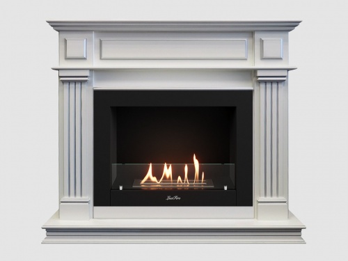Каминный портал МДФ "Амелия 1200" с биокамином Lux Fire "Фаер Бокс 2 - 30" (белый)