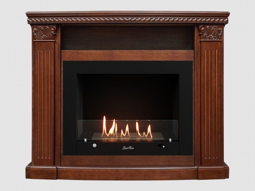 Каминный портал МДФ "Людовик 1300" с биокамином Lux Fire "Фаер Бокс 3- 33" (темный орех)