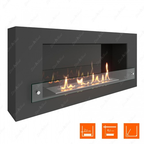 Биокамин SteelHeat WALL 900 стекло + стемалит