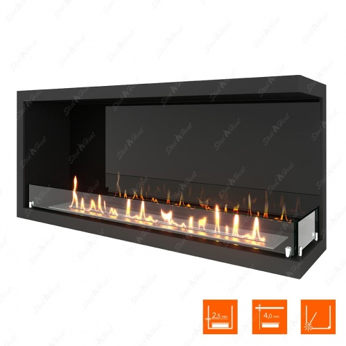 Биокамин угловой SteelHeat Leader 1100 правый стекло + стемалит