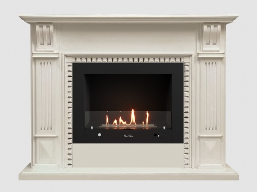 Каминный портал МДФ "Белфаст 1350" с биокамином Lux Fire "Фаер Бокс 4-25.5" (белый)