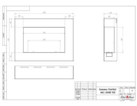 Биокамин SteelHeat WALL GRAND 900 черный, стекло, стемалит по цене 47 250 руб.