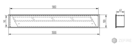 Прямоугольный контейнер ZeFire 1000 по цене 31 500 руб.