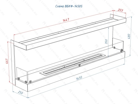 Встроенный биокамин Lux Fire Фронтальный 1450 S по цене 71 390 руб.