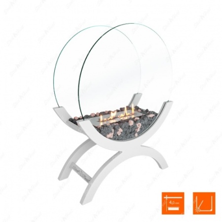 Биокамин напольный SteelHeat WOOD 600 белый по цене 47 800 руб.